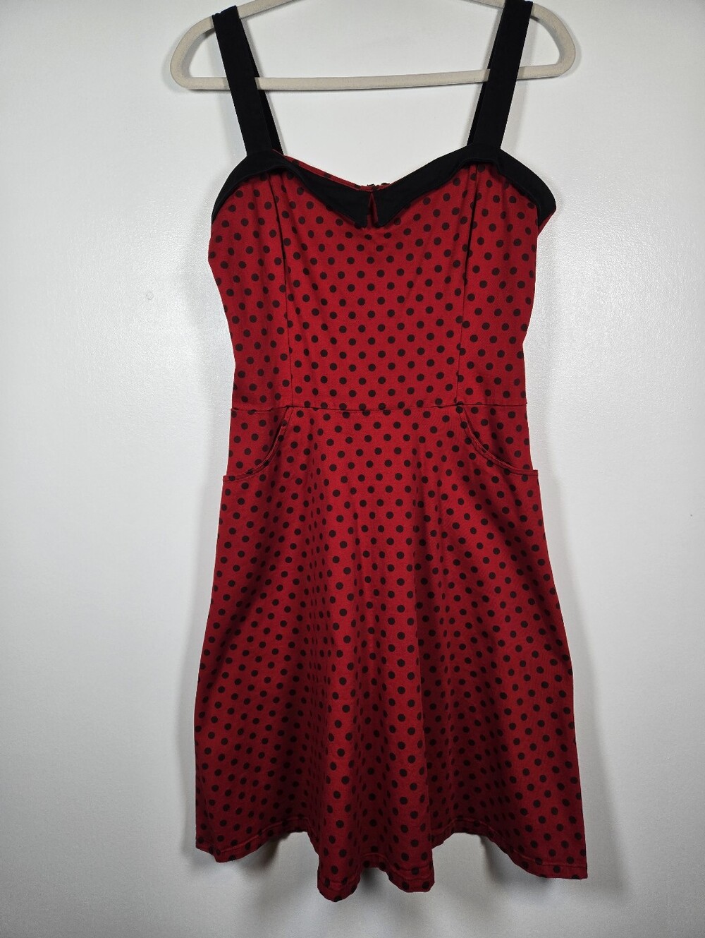 Switchblade Stiletto Red Black Polkadot Fit & Flare Pin-Up Style Dress Medium